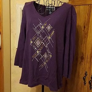 Embellished Purple and metalic Argyle Top